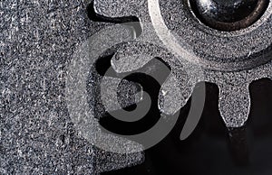 Close up of industrial gear cog machine