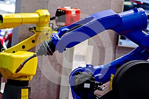 Close-up of industrial robot arm