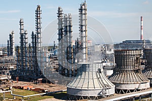 Close up Industrial zone. Plant oil and gas refinery industry. Petrochemical factory area concept.