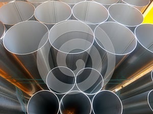 Close up from inox steel large pipes