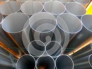 Close up from inox steel large pipes photo