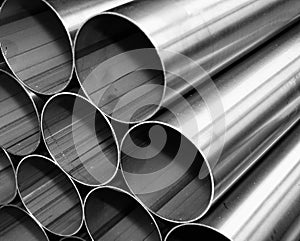 Close up from inox steel pipes photo