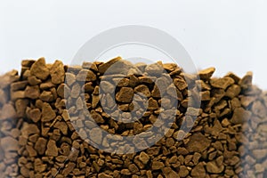 Close up of instant coffee isolated on a white background