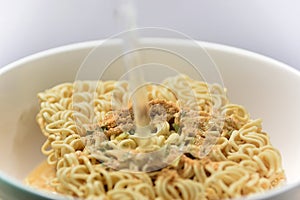 Close up instant noodle soup flavor photo