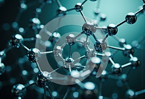 Close-up of interconnected molecular structures showcasing scientific innovation