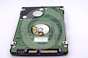Close up of internal hard disk drive or hdd of Laptop isolated on white background