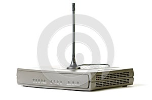 Close-up of an Internet modem and TV receiver