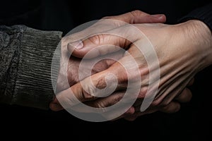 Close up of intertwined fingers closeness between people