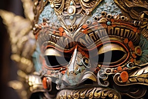 close-up of intricate balinese mask details