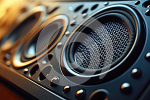 Close-up Detailed View of a High-Quality Speaker System