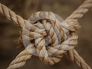 Close-Up of Intricate Knot on Twisted Rope