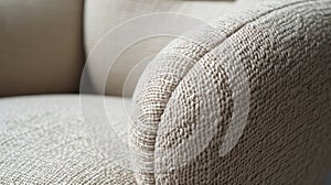 Close-up on the intricate texture of a beige sofa& x27;s upholstery