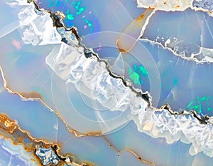 Close Up of Iridescent Opal Gemstone Texture Abstract Pattern Background