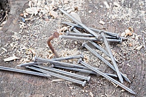 Close Up Iron nails, home repair kit.