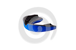 Close-up isolated blue gum-shield for protection athlete`s teeth