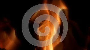 Close up of isolated flames over black