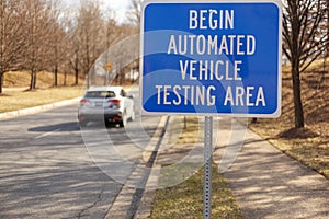 Begin Automated Vehicle Testing Area road sign photo