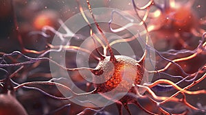 Close up from isolated neurone and synapse like a brain structure , Generative AI