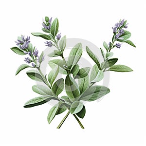 Isolated natural sage plant illustration using watercolor