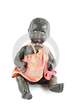 Close Up and Isolated Vintage Antique Old Doll