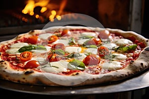 close-up of an italian pizza fresh from the oven