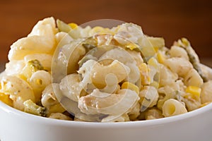 Close up of a italian salad with pasta