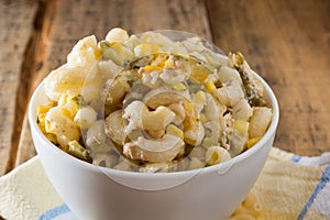 Close up of a italian salad with pasta