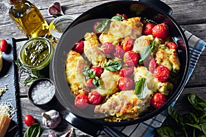 Close-up of Italian Stuffed Chicken in dish