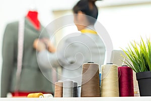 Close up items and equipment material for work designer