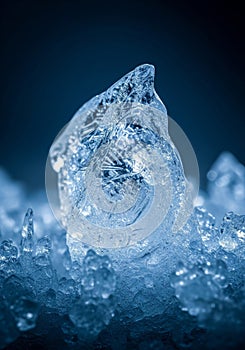 Close Up of Jagged Ice Formations in Soft Blue Tones