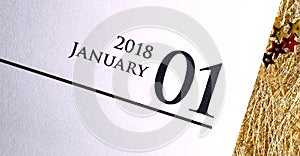 Close up of january 2018 on diary calendar.