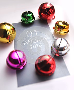 Close up of january 2018 on diary calendar.