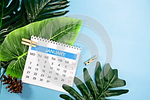 Close up January calendar page