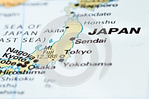 Japan on a map