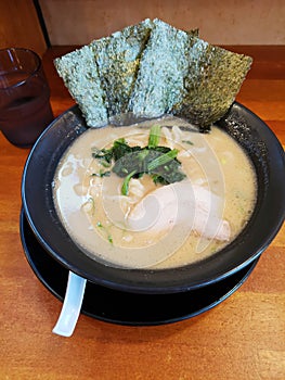 Close up of Japanese dolphin bone miso Lamian Noodles