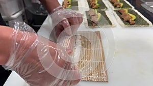 Close up of Japanese sushi chef prepare Sushi