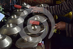 Close up Javanese traditional musical instruments