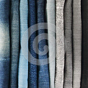 Close up of jeans pile.