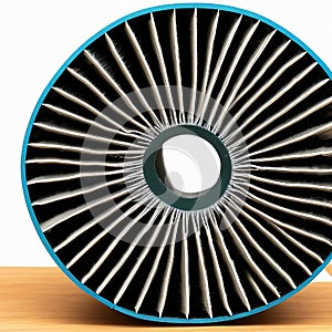 Close-Up of a Jet Engine on a Table. Generative AI.