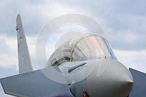 Close up of jet fighter cockpit