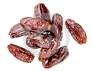 Close-up of juicy dates fruit. Isolated on white background