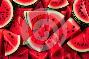 A close-up of a juicy slice of watermelon on a summer day