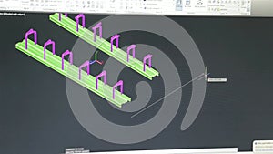 Close Up Of Just Computer Screen Showing Autocad Engineering Design - Timelapse