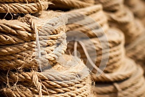 close-up of jute twines before being turned into espadrille soles