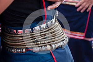 Close up of Kadazan Dusun traditional hip belt known as Tangkong