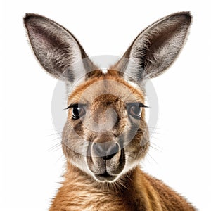 Close-up of a kangaroo, isolated on white background.AI generated