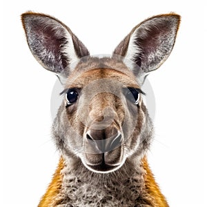Close-up of a kangaroo, isolated on white background.AI generated