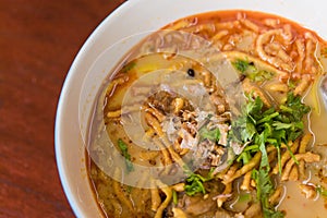 Close up Kaow Soi Kai Curry Noodles