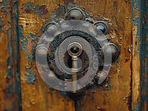 Close-up of a key entering a lock