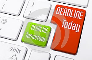 Close Up Of A Keyboard With Deadline Today And Tomorrow Buttons